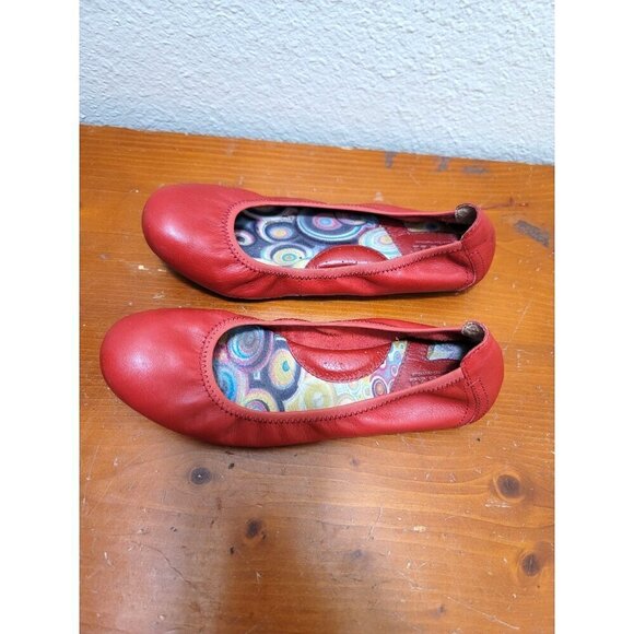 Born Red Leather Ballet Flats Slip on Shoes Size 6 - Picture 4 of 11